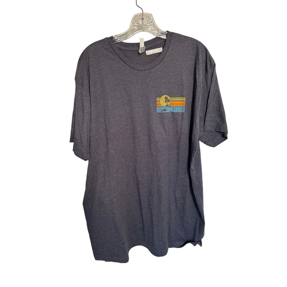 Live and Tell Apparel Mens T Shirt Grey Sunstripes Snorkel Palms Belize Size XL